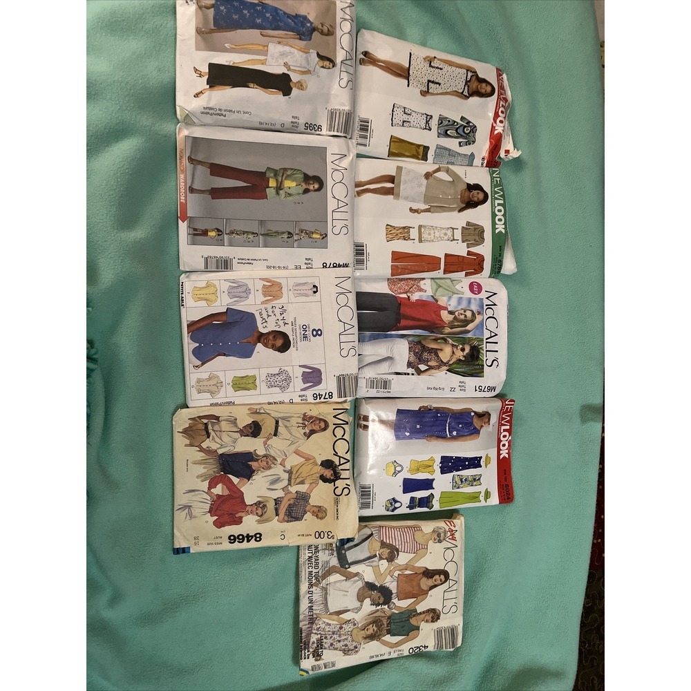 Mixed Lot of 9 Mccalls And New look Patterns , Dresses, Tops , Blazers , Easy